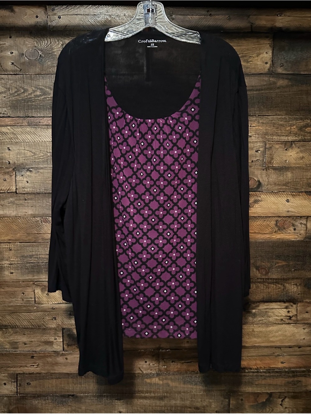 Croft & Barrow Plus Size 3X Faux Two-Piece Cardigan Top